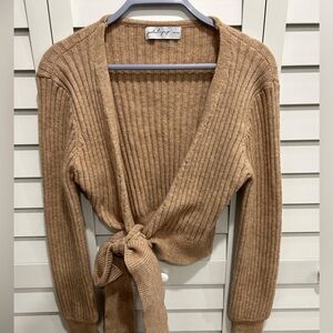 EUC Petal & Pup Tan Ribbed Cardigan/Top with Tie Front